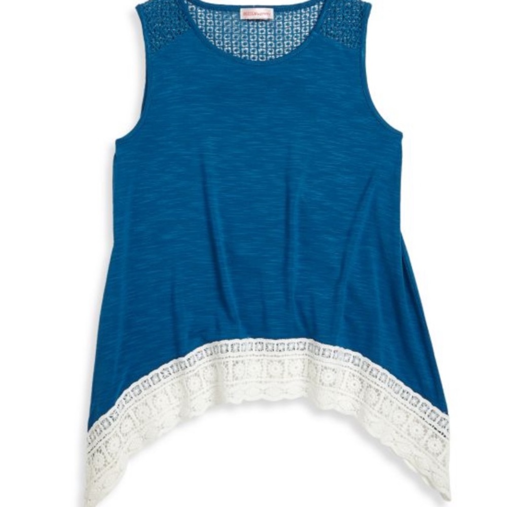 NWT💫Design History girls blue lace boho tank top